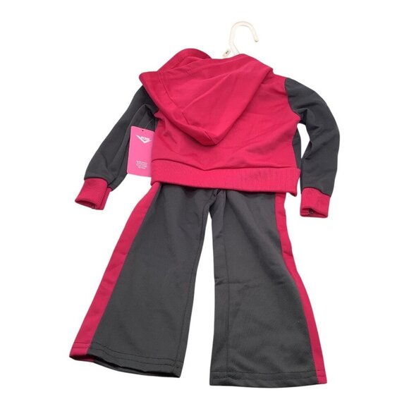 Pony Baby Girl 12M Sweatsuit Pink & Black Hoodie Pants Set Polyester Graphic - Picture 2 of 12